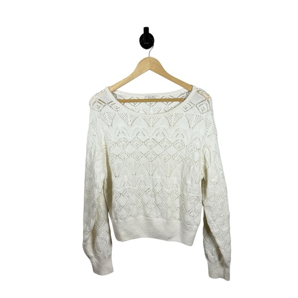 Z Supply Women’s Kasia Crochet Open Knit Sweater in Ivory Size L - Picture 8 of 12